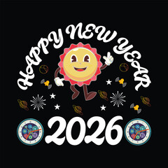 Festive happy new year 2026 celebration design with bold typography