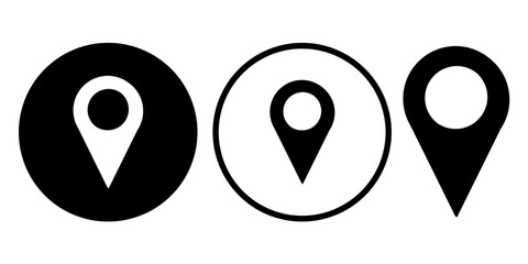 Minimal Location Pin Icon Set – Black and White GPS Map Marker Symbols for Navigation and UI Design