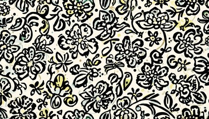 Fototapeta premium Continuous curly flower motif layout