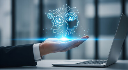 Empowering artificial intelligence solution with a professional hand in modern tech environment for innovative business strategies