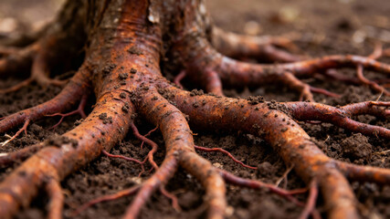 Fototapeta premium Tree root system as earth's vascular network producing oxygen