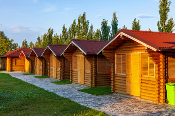 wooden houses in the forest