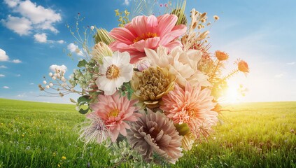 Abstract floral design background, vibrant colors and textures for artistic layout, spring theme