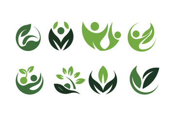 Collection of green nature and human logos