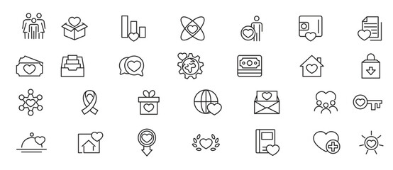 volunteering and charity line icon set donate donor