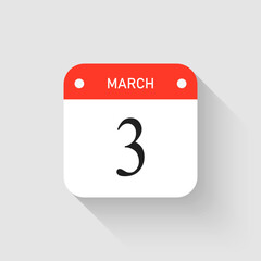 Vector icon page day calendar - 3 March month