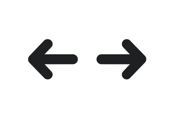 Minimalist design of two thick black arrows pointing horizontally away from each other