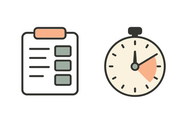 Clipboard checklist and stopwatch timer symbolizing productivity and efficient task management