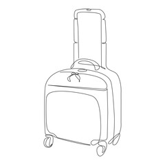 Trolly bag Continuous one line art vector of luggage design and Vector illustration.