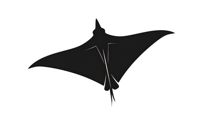 Silhouette illustration of a manta ray, showcasing its broad, wing-like fins and streamlined body, set against a clean white background