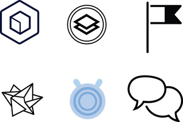 Set of six abstract icons and symbols on a
