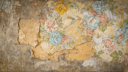 Fototapeta premium Vintage distressed wall of a weathered home showing traces of paint