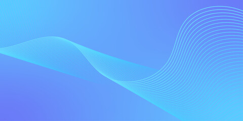 Digital technology blue wavy lines background. Simple business blue background with flowing smooth wave line. 