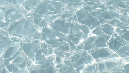 Obraz premium Sunlight shimmering on water surface with textured overlay effect for photos or mockups. Natural soft gray shadow and caustic patterns created by light refraction on waves. Extended banner design