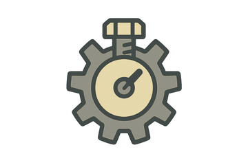 Obraz premium Cogwheel gear mechanism combined with a bolt and a dial for technical settings