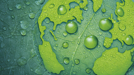 Eco-friendly illustration of the earth surrounded by nature and water drops. A captivating and beautiful representation of environmentalism and conservation.