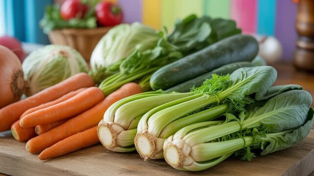 Fresh alcachofa vegetables on rustic table with vibrant greens