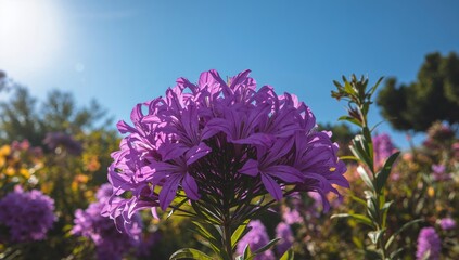 Vibrant purple bush basking in sunlight, seasonal change