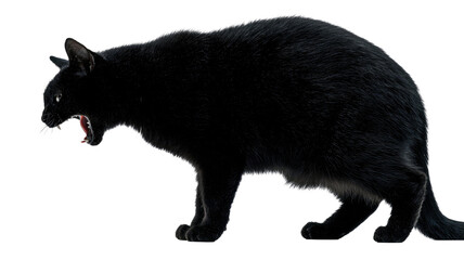 Title: Angry Black Cat Silhouette on White Background