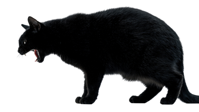Title: Angry Black Cat Silhouette on White Background