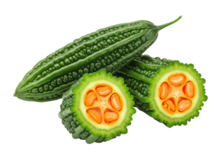 Fresh bitter melon gourd healthy vegetable food ingredient isolated