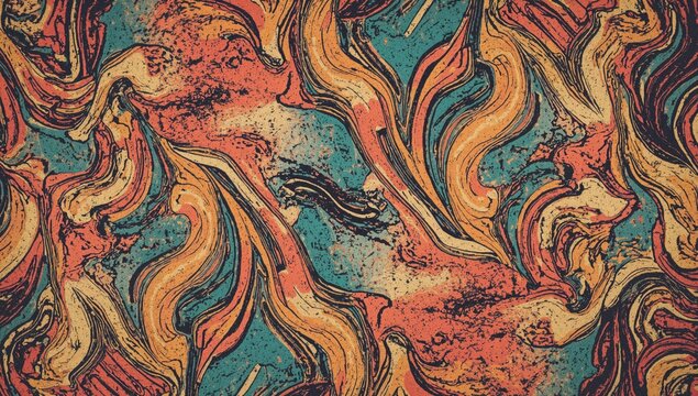 Curved, multicolored lines create an abstract fashion pattern, suitable for editorial layout