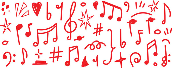 hand drawn doodle music notes vector art illustration 