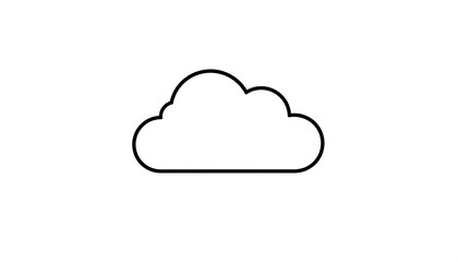 Simple, minimalist outline drawing of a puffy cloud, depicted in solid black against a stark white background. The shape is rounded, and the line is even