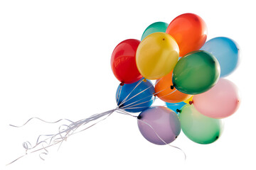 Bunch of colorful balloons tied together with strings isolated on black background isolated on white background isolated on transparent background © MD