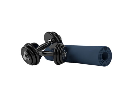 Black self balancing electric scooter with rolled up yoga mat isolated on black background isolated on white background isolated on transparent background