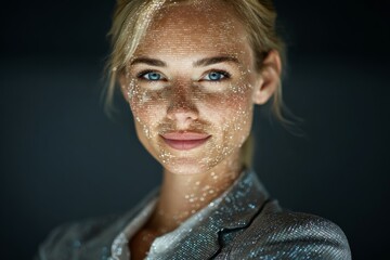 Confident women leading the charge in business. Economic growth. Visionary female leader in a contemporary office setting. Market forecast. Financial charts.