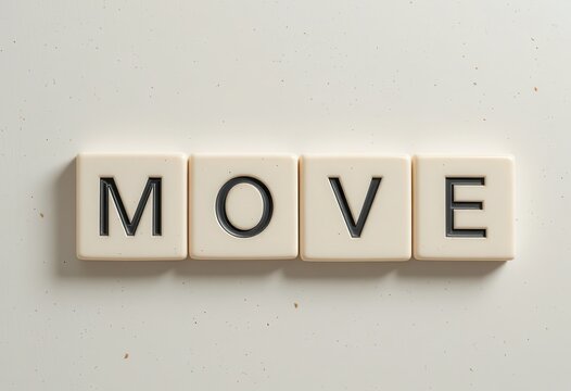 Naklejki Creative Focus on Letters that Spell the Word Move on a Light Background