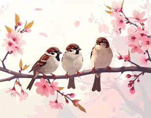 スズメ　桜