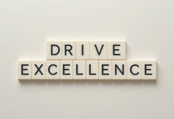 Obraz premium Drive Excellence Message on Light Background with Letter Tiles Displayed