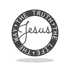Fototapeta premium Jesus, The way, The Truth, The Life icon with shadow