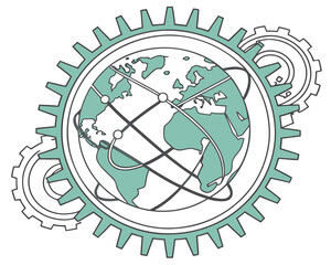 Global network concept with gears
