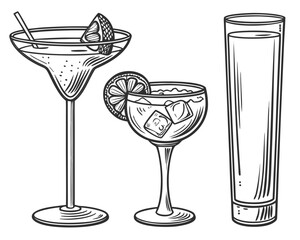 Set of cocktail glasses, vector illustration