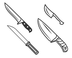 Set of various knife illustrations