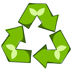 Green recycle icon isolated on transparent background
