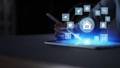 Digital Smart Home Control Interface with Connected Automation System.