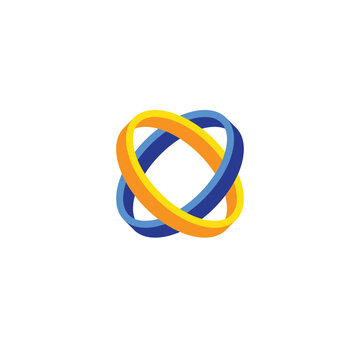 Interlocked 3D circular ring logo design