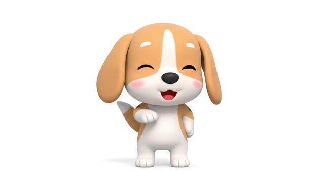 Cute cartoon dog standing upright, isolated on white background. Simple and clear design for toddler learning about animals.