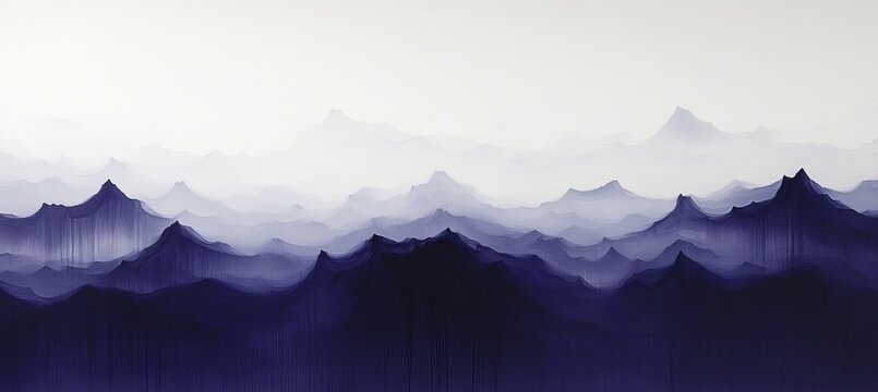 Ethereal Mountain Landscape with Indigo Hues and Soft Gradients Creating a Tranquil Depth and Beauty