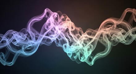 Wavy multicolored smoke pattern on dark background