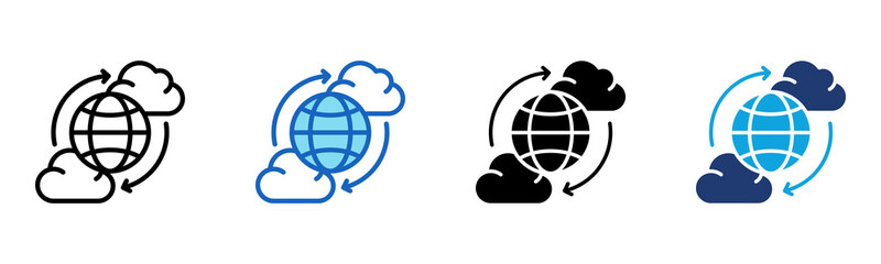 Global Cloud Icon Multi Style Vector Illustration