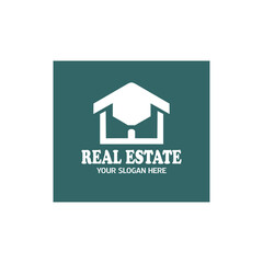Abstract real estate agent logo icon vector design. Real estate services, house cleaning, home security, real estate auction. Vector building logo