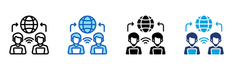 Remote Work Icon Multi Style Vector Illustration