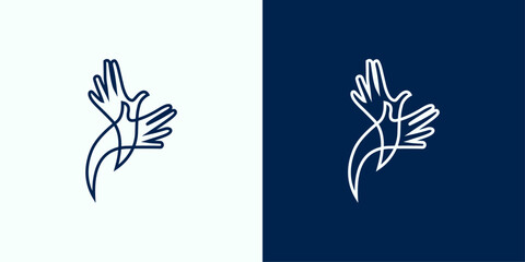 Symbolic Line Art of Hands Transforming into a Dove of Peace