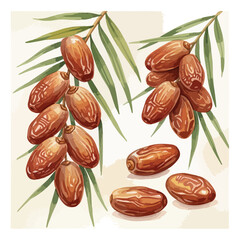 Vector Illustration of Olive Branches with Olives in Organic Modern Style Featuring Natural Green and Brown Colors