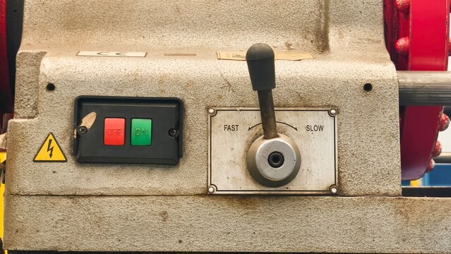 Industrial Machine Control Panel with Switches and Levers
